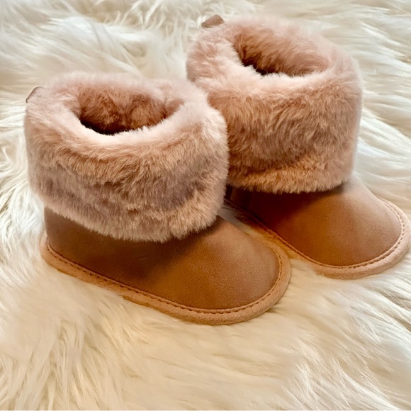 Carter's Other - Cozy Pink Faux Fur Baby Boots Carters sz 6-9 mos Blush color